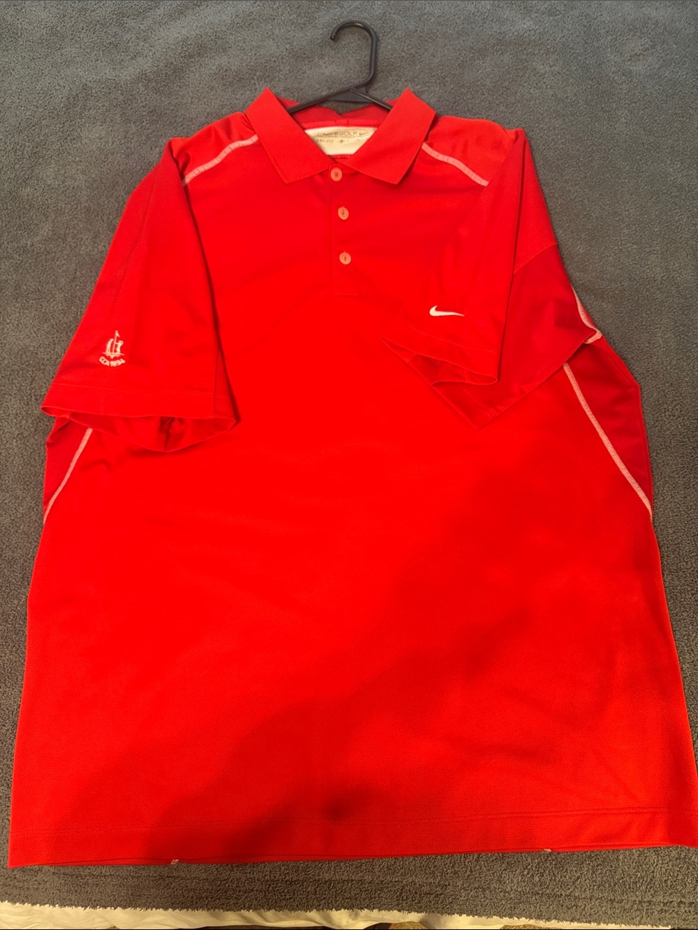 Nike Men’s Bright Red Polo with White Swoosh-Country Club of Asheville logo